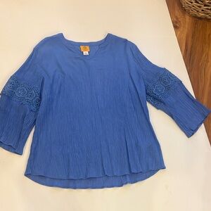 Ruby Rd. Women's Top with Lace Detail in Blue
